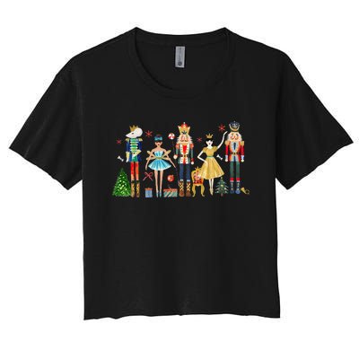 Nutcracker Squad Ballet Dance Christmas Matching Family Xmas Women's Crop Top Tee