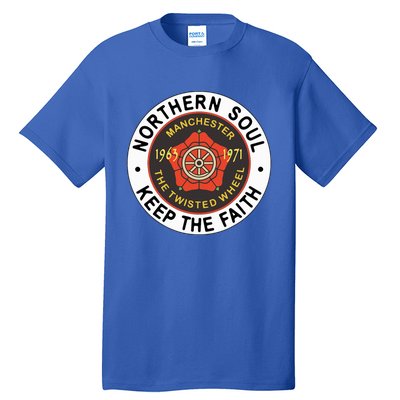 Northern Soul Badges Manchester Wheel Keep The Faith Tall T-Shirt