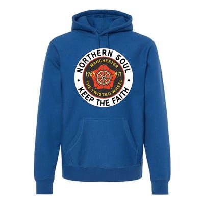 Northern Soul Badges Manchester Wheel Keep The Faith Premium Hoodie