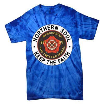 Northern Soul Badges Manchester Wheel Keep The Faith Tie-Dye T-Shirt