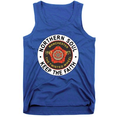 Northern Soul Badges Manchester Wheel Keep The Faith Tank Top