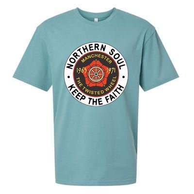 Northern Soul Badges Manchester Wheel Keep The Faith Sueded Cloud Jersey T-Shirt