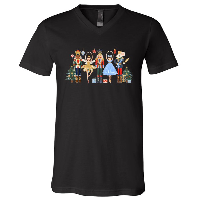 nutcracker squad ballet dance matching family christmas V-Neck T-Shirt