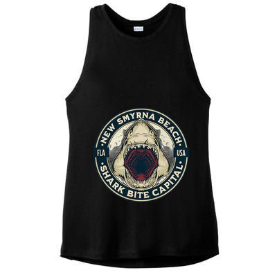 New Smyrna Beach Shark Bite Capital Of The World Graphic Ladies PosiCharge Tri-Blend Wicking Tank