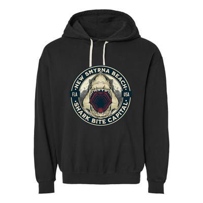 New Smyrna Beach Shark Bite Capital Of The World Graphic Garment-Dyed Fleece Hoodie