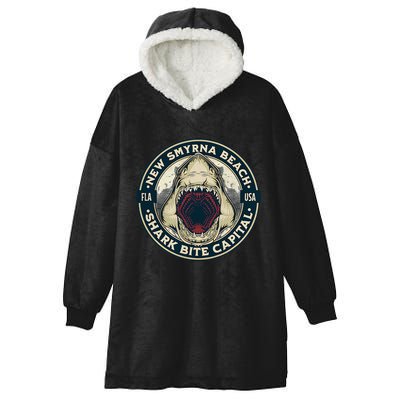 New Smyrna Beach Shark Bite Capital Of The World Graphic Hooded Wearable Blanket