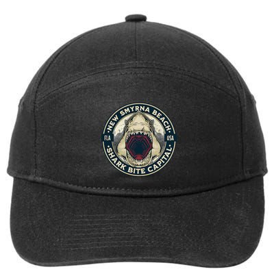 New Smyrna Beach Shark Bite Capital Of The World Graphic 7-Panel Snapback Hat
