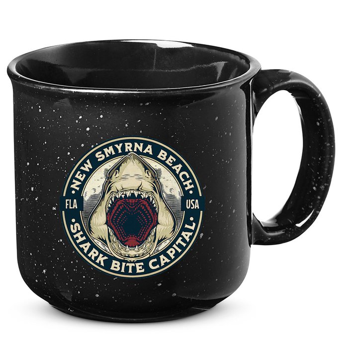 New Smyrna Beach Shark Bite Capital Of The World Graphic 15oz Campfire Ceramic Mug