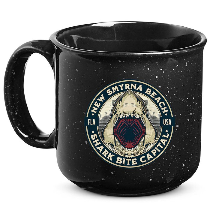 New Smyrna Beach Shark Bite Capital Of The World Graphic 15oz Campfire Ceramic Mug
