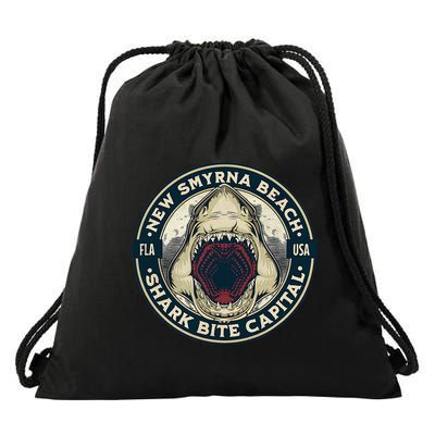 New Smyrna Beach Shark Bite Capital Of The World Graphic Drawstring Bag