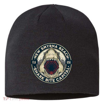 New Smyrna Beach Shark Bite Capital Of The World Graphic Sustainable Beanie
