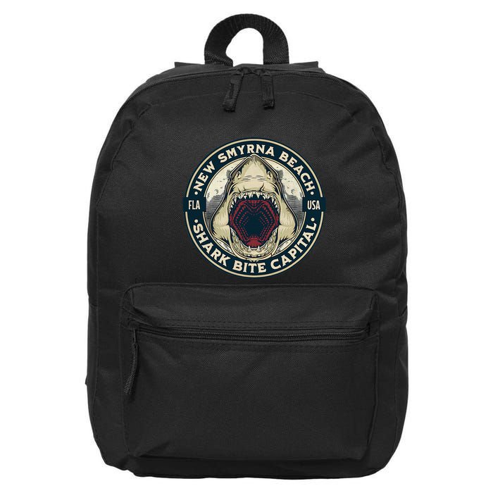 New Smyrna Beach Shark Bite Capital Of The World Graphic 16 in Basic Backpack