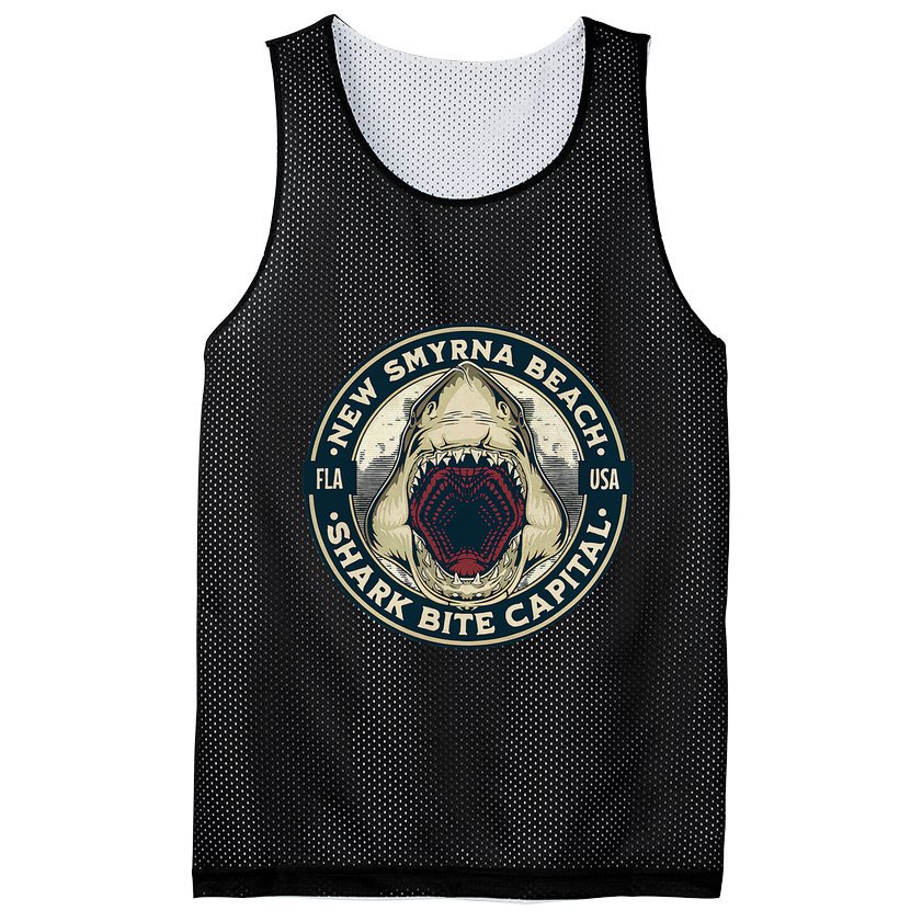 New Smyrna Beach Shark Bite Capital Of The World Graphic Mesh Reversible Basketball Jersey Tank