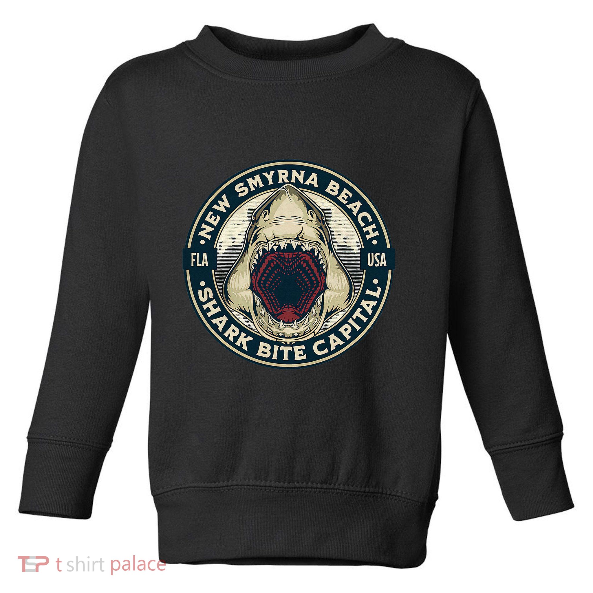 New Smyrna Beach Shark Bite Capital Of The World Graphic Toddler Sweatshirt