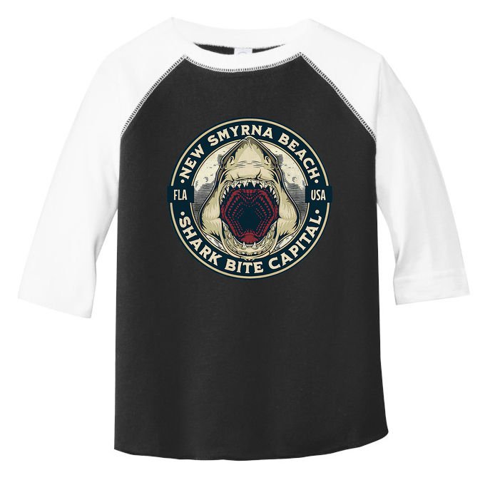 New Smyrna Beach Shark Bite Capital Of The World Graphic Toddler Fine Jersey T-Shirt