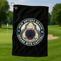 New Smyrna Beach Shark Bite Capital Of The World Graphic Golf Towel