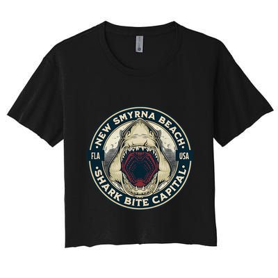 New Smyrna Beach Shark Bite Capital Of The World Graphic Crop Top