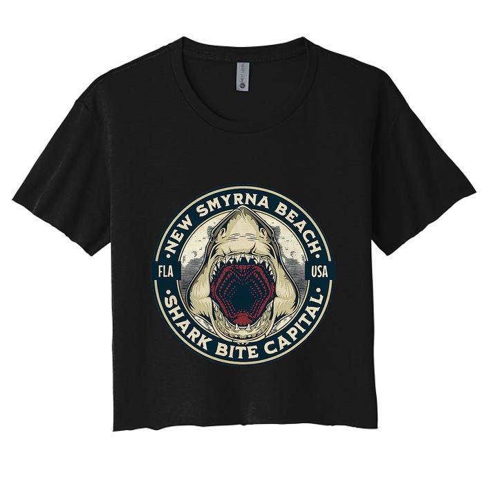 New Smyrna Beach Shark Bite Capital Of The World Graphic Women's Crop Top Tee