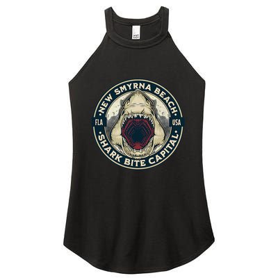 New Smyrna Beach Shark Bite Capital Of The World Graphic Women's Perfect Tri Rocker Tank