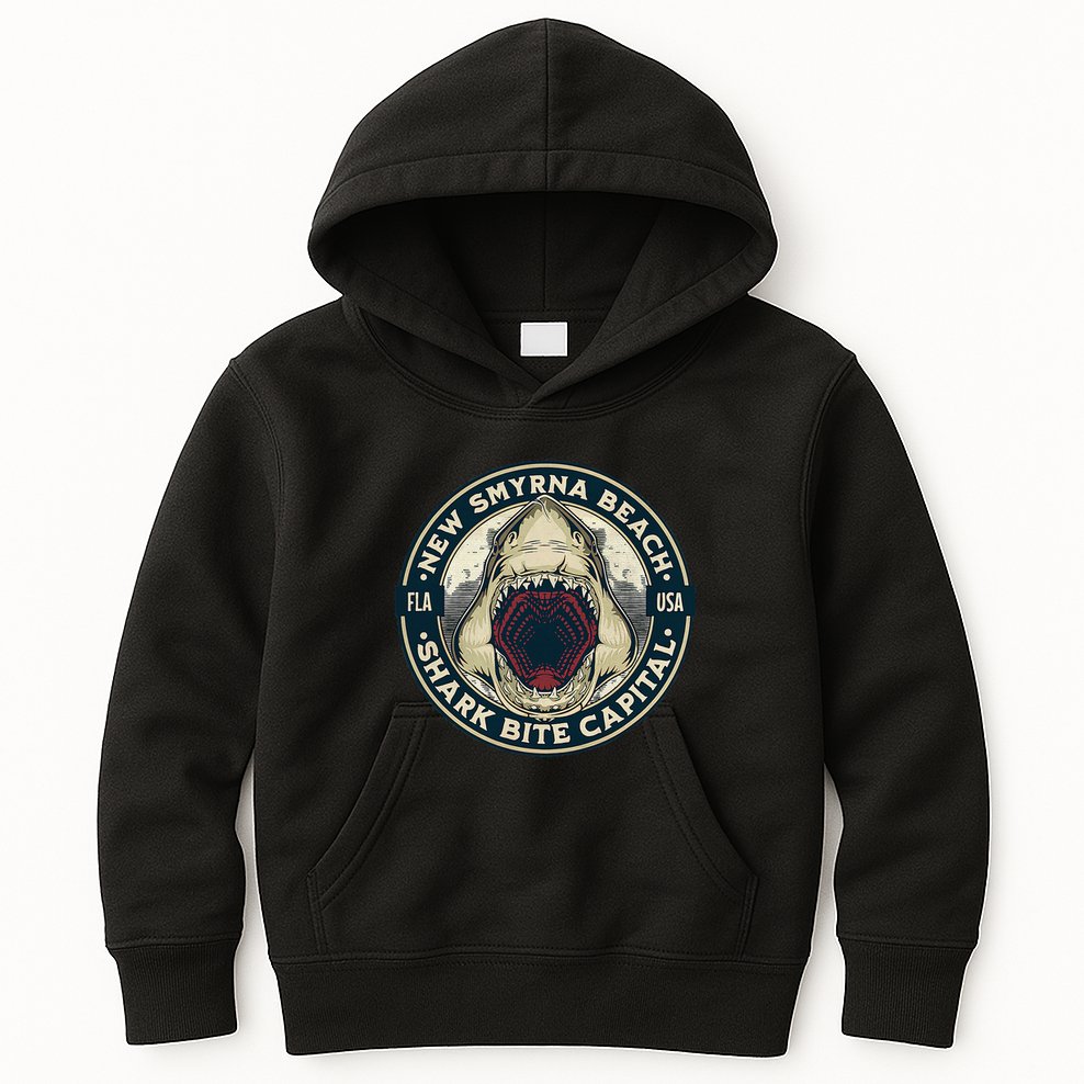 New Smyrna Beach Shark Bite Capital Of The World Graphic Kids Hoodie