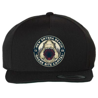 New Smyrna Beach Shark Bite Capital Of The World Graphic Wool Snapback Cap