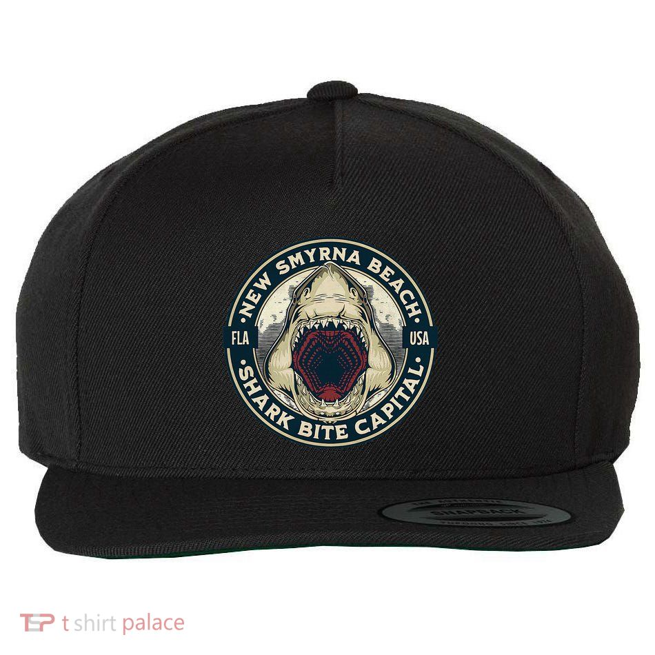 New Smyrna Beach Shark Bite Capital Of The World Graphic Wool Snapback Cap