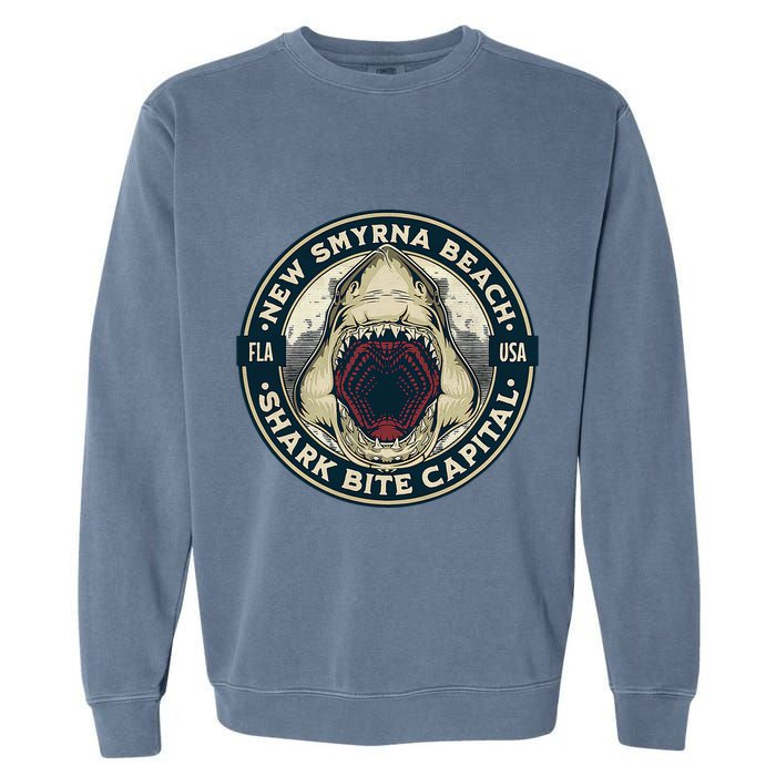 New Smyrna Beach Shark Bite Capital Of The World Graphic Garment-Dyed Sweatshirt