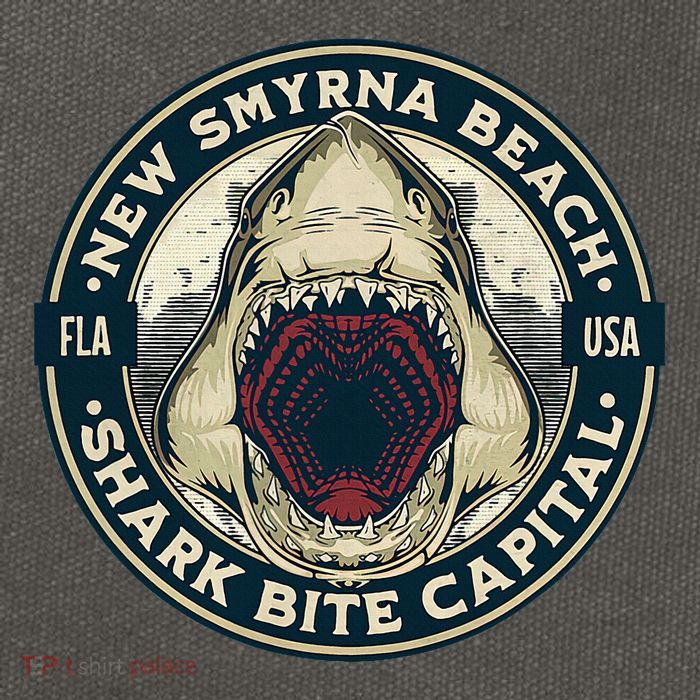 New Smyrna Beach Shark Bite Capital Of The World Graphic Cotton Canvas Backpack