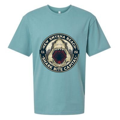 New Smyrna Beach Shark Bite Capital Of The World Graphic Sueded Cloud Jersey T-Shirt