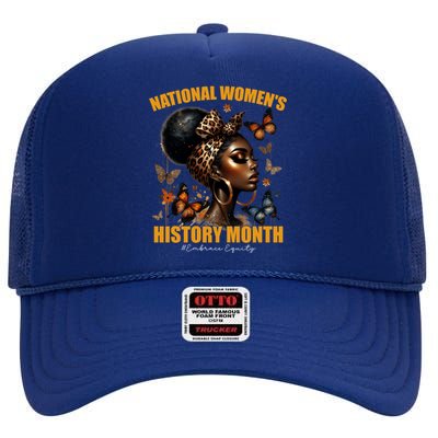 National S Black History Month 2024 Junenth 1865 Gift High Crown Mesh Back Trucker Hat