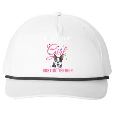 Never Stand Between A Girl And Her Boston Terrier Snapback Five-Panel Rope Hat