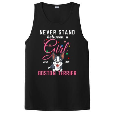 Never Stand Between A Girl And Her Boston Terrier PosiCharge Competitor Tank