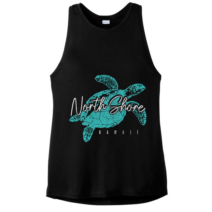 North Shore Beach Hawaii Surfer Diving Hawaiian Sea Turtle Ladies PosiCharge Tri-Blend Wicking Tank