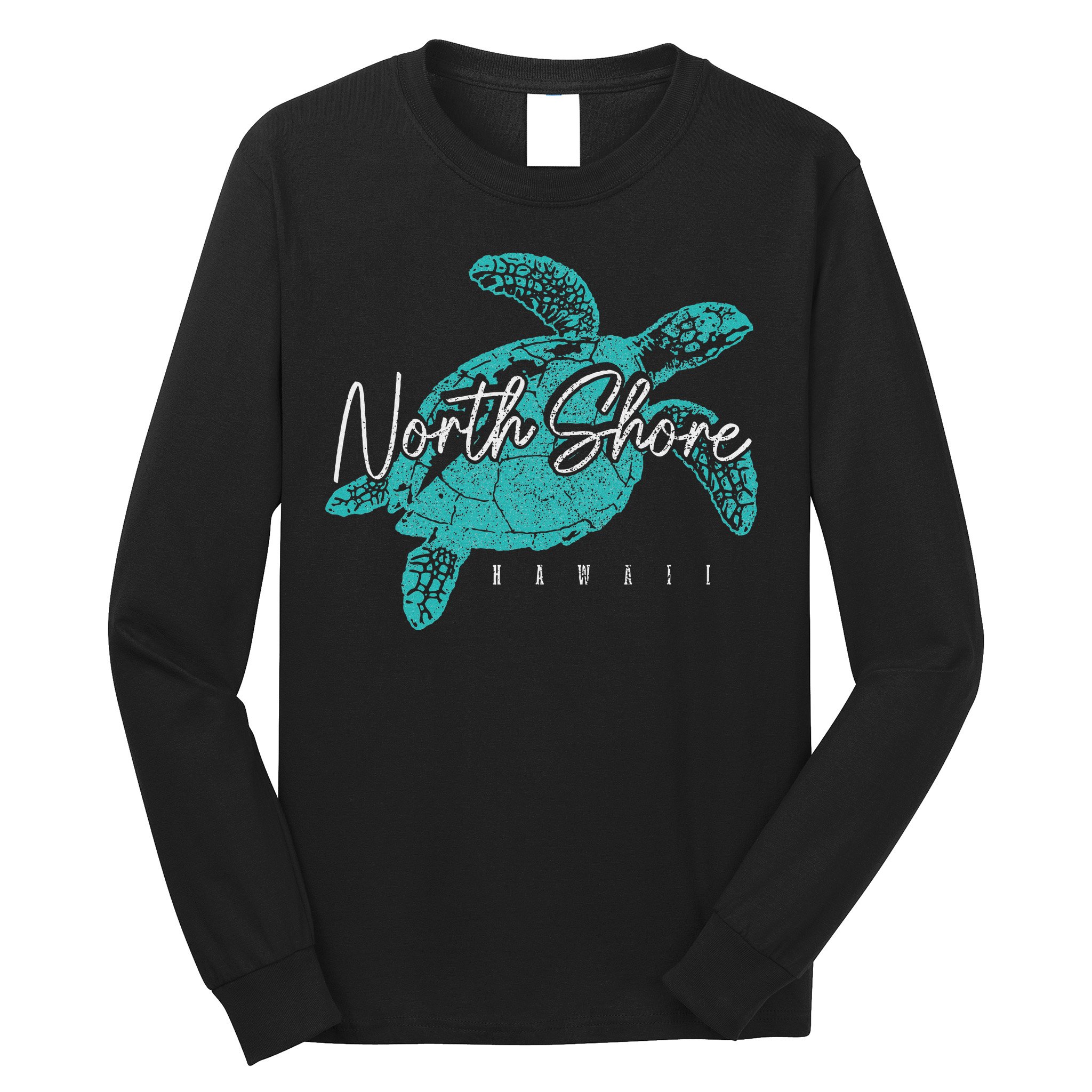 North Shore Beach Hawaii Surfer Diving Hawaiian Sea Turtle Long Sleeve Shirt