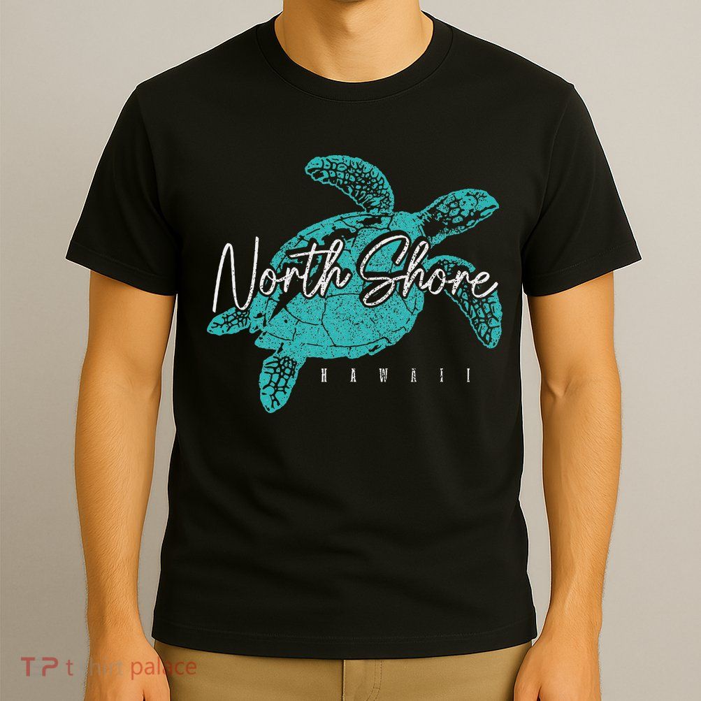 North Shore Beach Hawaii Surfer Diving Hawaiian Sea Turtle T-Shirt