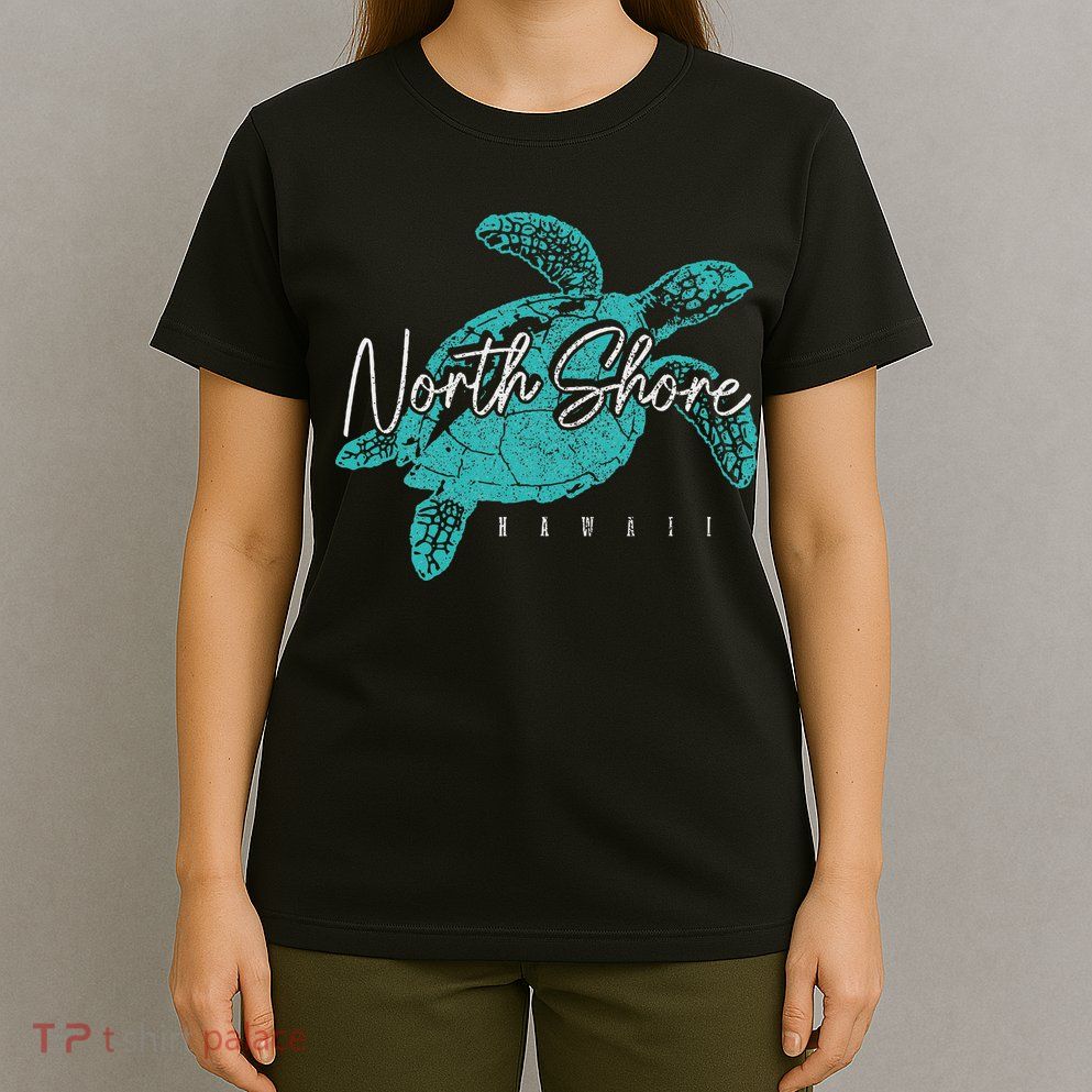 North Shore Beach Hawaii Surfer Diving Hawaiian Sea Turtle T-Shirt