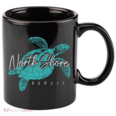 North Shore Beach Hawaii Surfer Diving Hawaiian Sea Turtle 11oz C Handle Ceramic Mug
