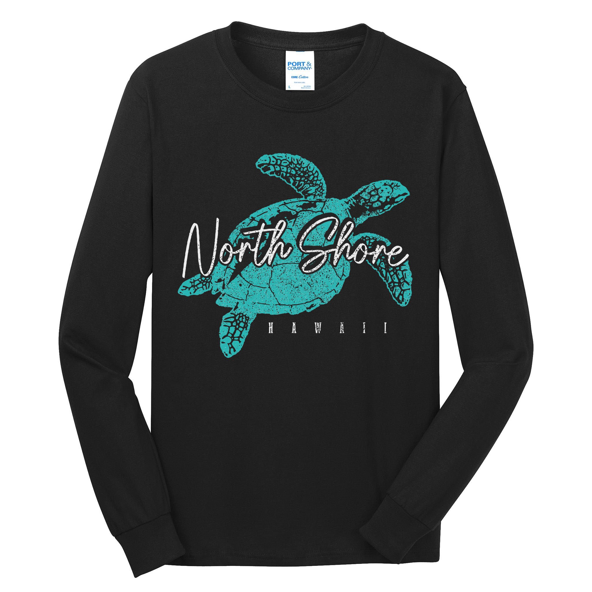 North Shore Beach Hawaii Surfer Diving Hawaiian Sea Turtle Tall Long Sleeve T-Shirt