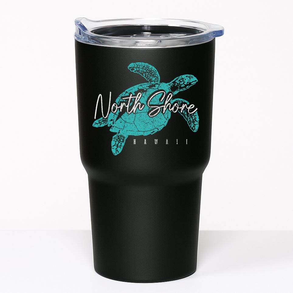 North Shore Beach Hawaii Surfer Diving Hawaiian Sea Turtle Tumbler