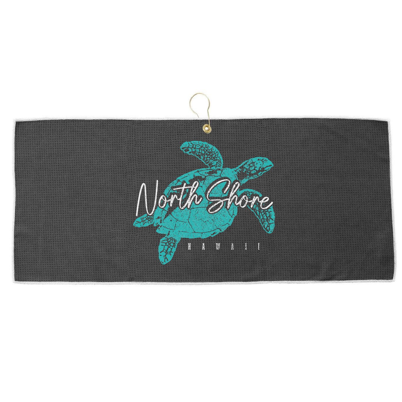 North Shore Beach Hawaii Surfer Diving Hawaiian Sea Turtle Large Microfiber Waffle Golf Towel