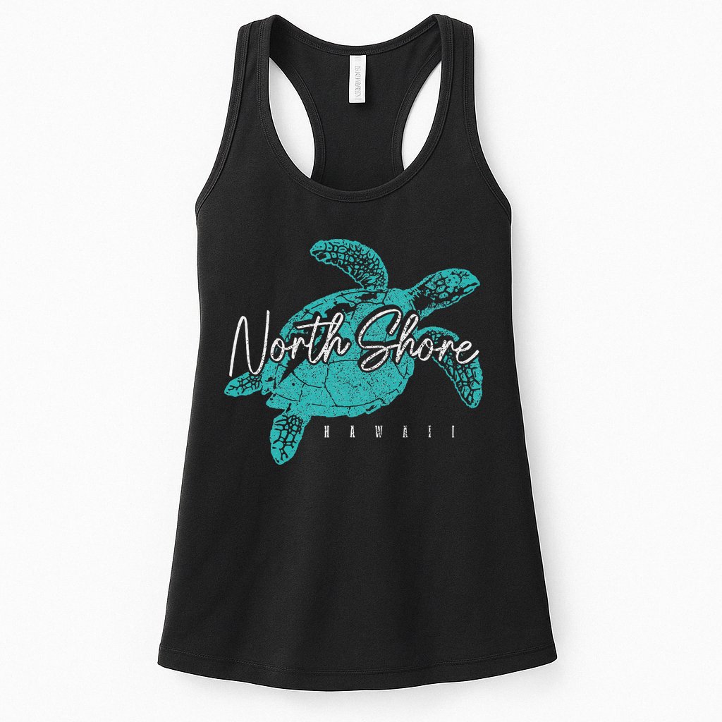 North Shore Beach Hawaii Surfer Diving Hawaiian Sea Turtle Womens Tank Top