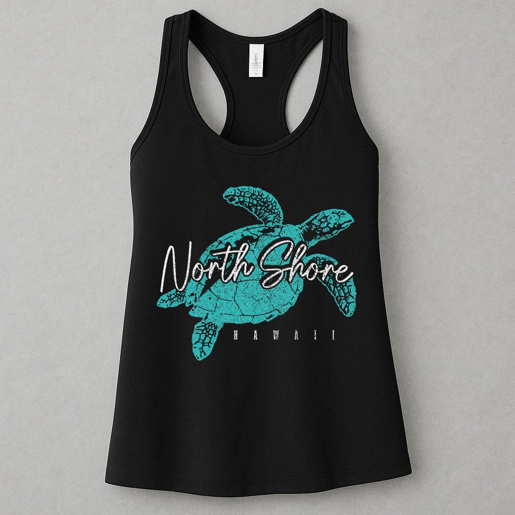 North Shore Beach Hawaii Surfer Diving Hawaiian Sea Turtle Womens Tank Top