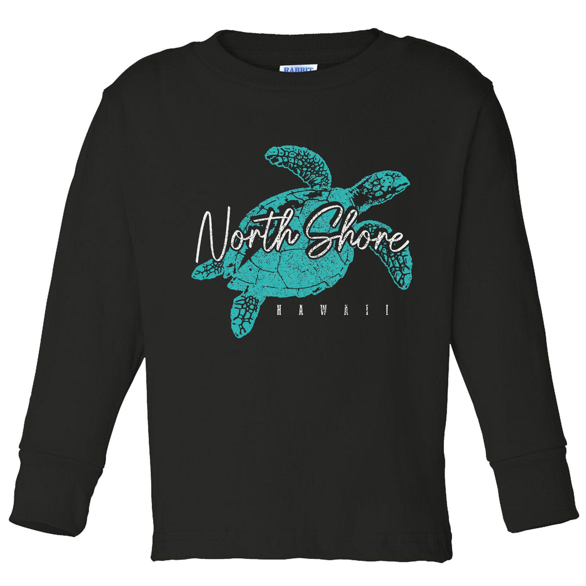 North Shore Beach Hawaii Surfer Diving Hawaiian Sea Turtle Toddler Long Sleeve Shirt