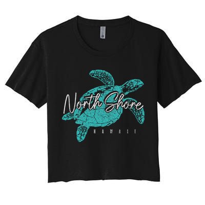 North Shore Beach Hawaii Surfer Diving Hawaiian Sea Turtle Crop Top