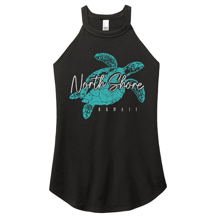 North Shore Beach Hawaii Surfer Diving Hawaiian Sea Turtle Women's Perfect Tri Rocker Tank