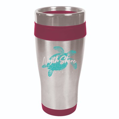 North Shore Beach Hawaii Surfer Diving Hawaiian Sea Turtle 16oz Travel Tumbler
