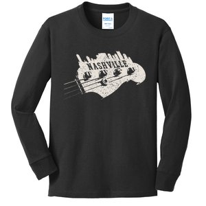 Nashville Skyline Bass Guitar Country Music City souvenir Kids Long Sleeve Shirt