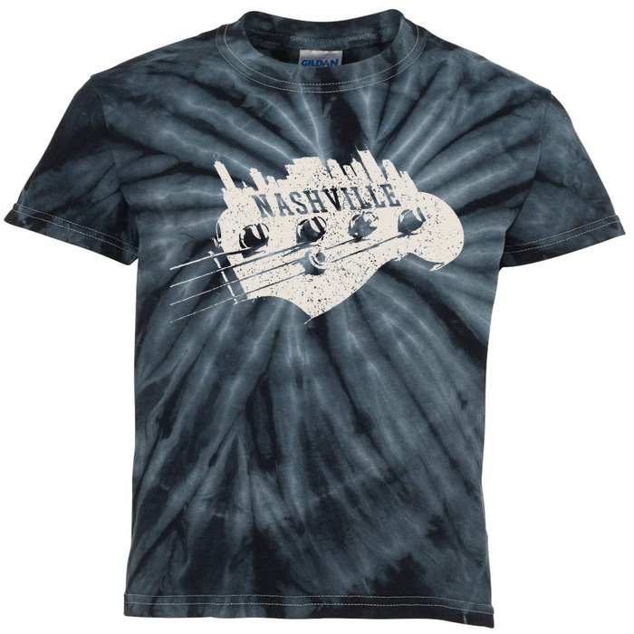 Nashville Skyline Bass Guitar Country Music City souvenir Kids Tie-Dye T-Shirt