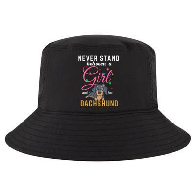 Never Stand Between A Girl And Her Dachshund Cool Comfort Performance Bucket Hat