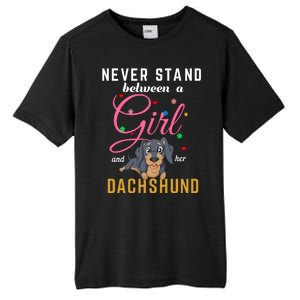 Never Stand Between A Girl And Her Dachshund Tall Fusion ChromaSoft Performance T-Shirt